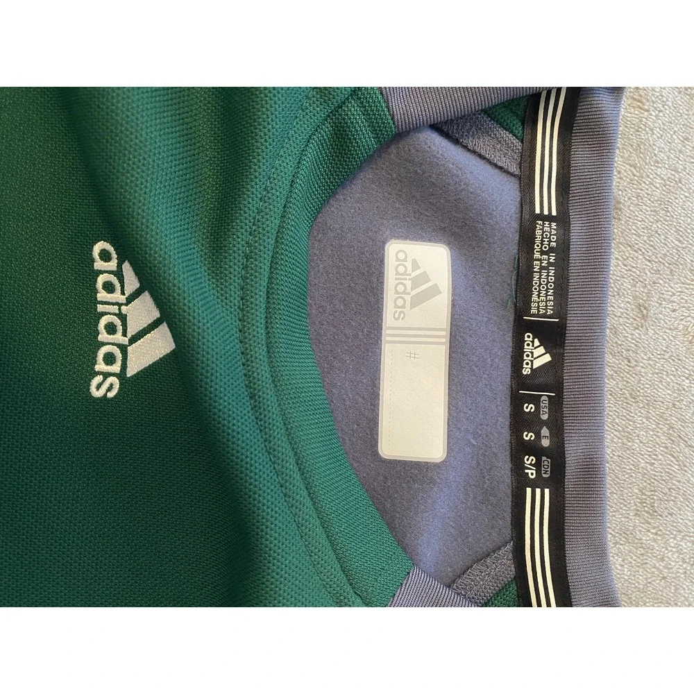 NWT Adidas‎ Dugout Fleece Top Sweatshirt Mens Small Green Gray Pullover Pocket
